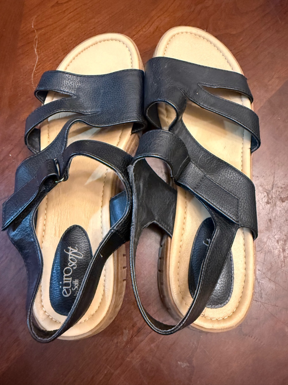 Eurosoft Black Women's Slingback Sandals - Cushioned Comfort